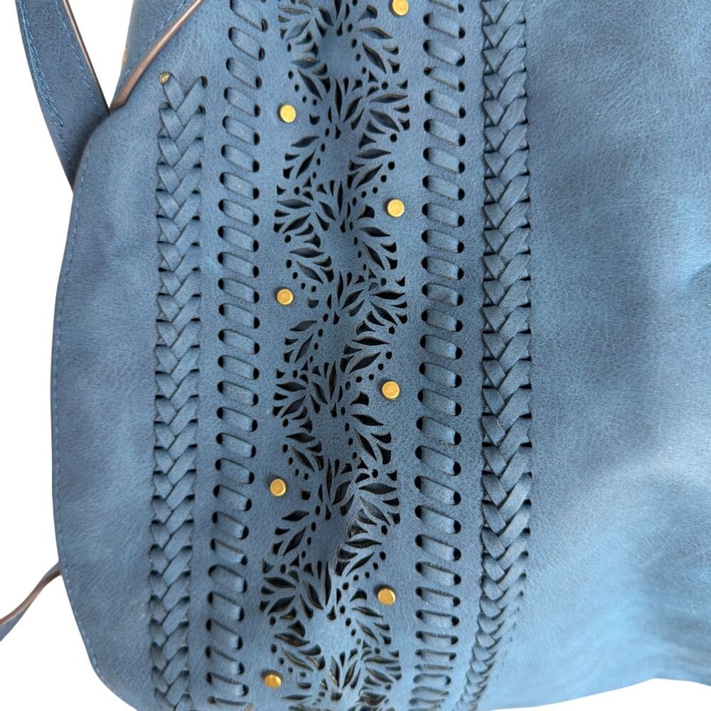 Elle Jae Gypset Palomina Crossbody Hobo Shoulder Bag Blue Gypsy Hippie Braided - Picture 5 of 9